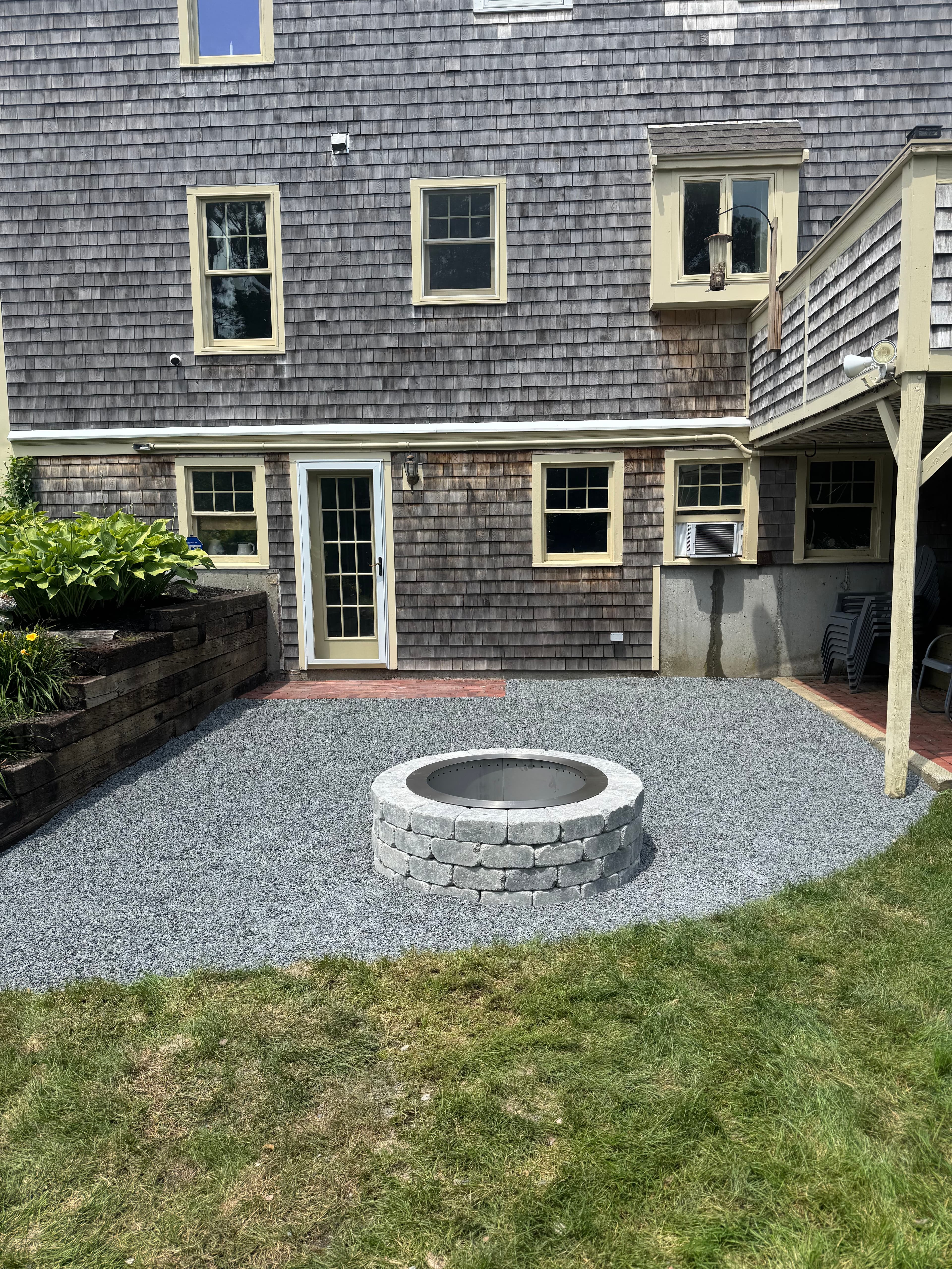 Project Old Fire Pit Replaced With Unilock Sunset Build in Plymouth MA image