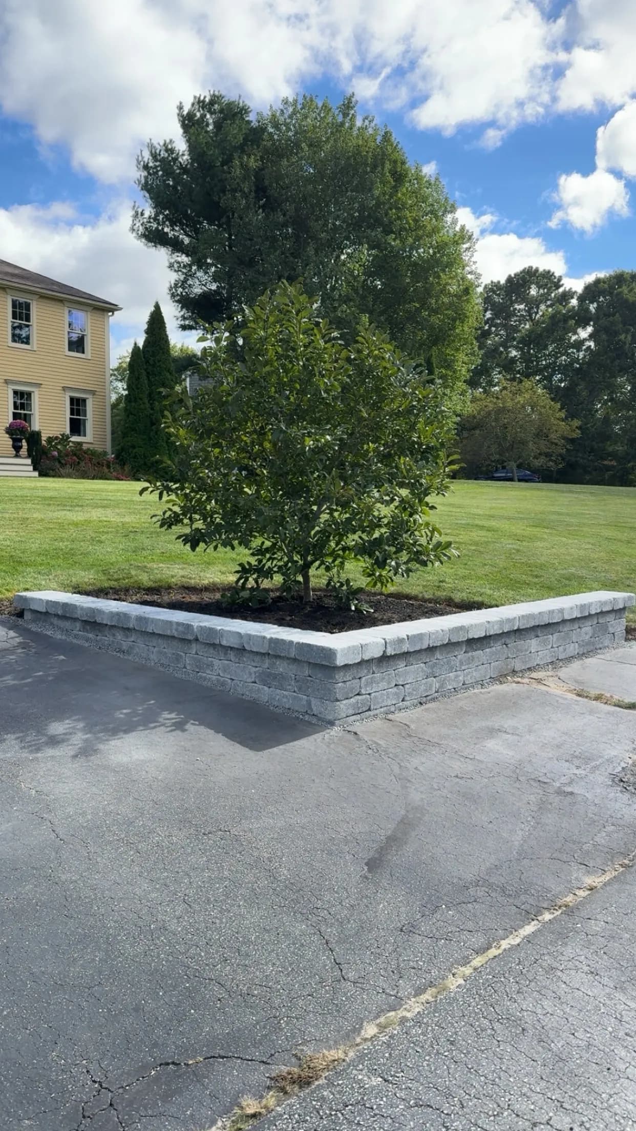 Project Old Retaining Wall Out, Unilock Brussel Block In image